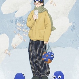 Зимняя открытка для кофейни Brewsell