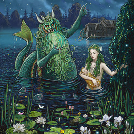 Водяной ругает русалку Таисью.