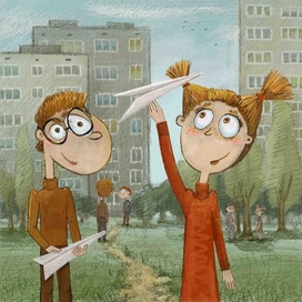 Машка и Сашка на прогулке