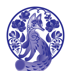 Лисичка в стиле гжель