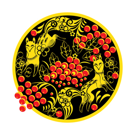 Лисички в стиле хохлома