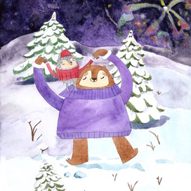 Медведь и ёжик, фейерверк