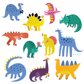 Дурашливые динозаврики. Векторная графика.