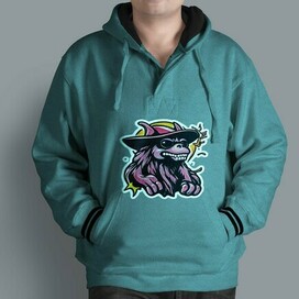 Стикер на мужской толстовке