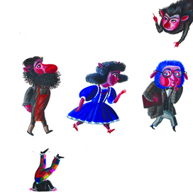 Домовые . Иллюстрация к книге про Москву 