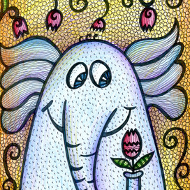 Слоник с цветком