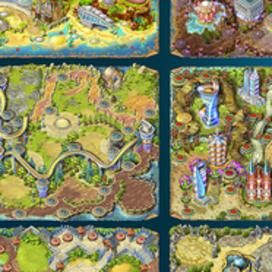 КАРТЫ4. Игровой арт для мобильной игры Magica Travel Agency (Match-3)