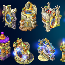 ЗДАНИЯ1. Игровой арт для мобильной игры Magica Travel Agency (Match-3)