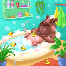 Капибара расслабляется