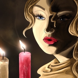 Девушка задувает свечу