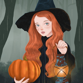 иллюстрация на хэллоуин/тыквенный спас/ велесову ночь