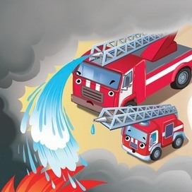 Сонные сказки про машинки. Книжки-картонки. Баю-бай, пожарная машинка! изд Клевер