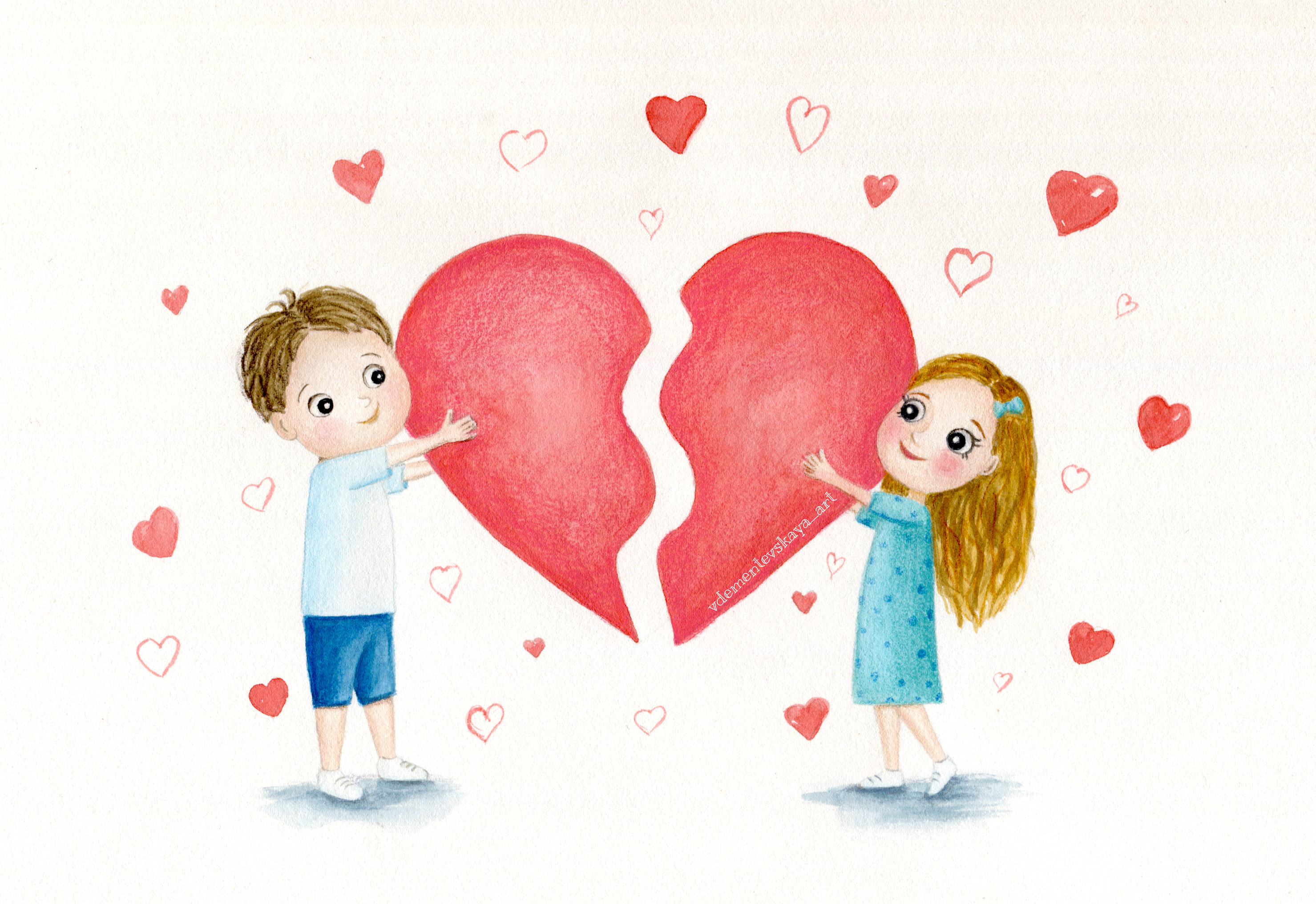 Идеальная половинка. Иллюстрация ко Дню святого Валентина.