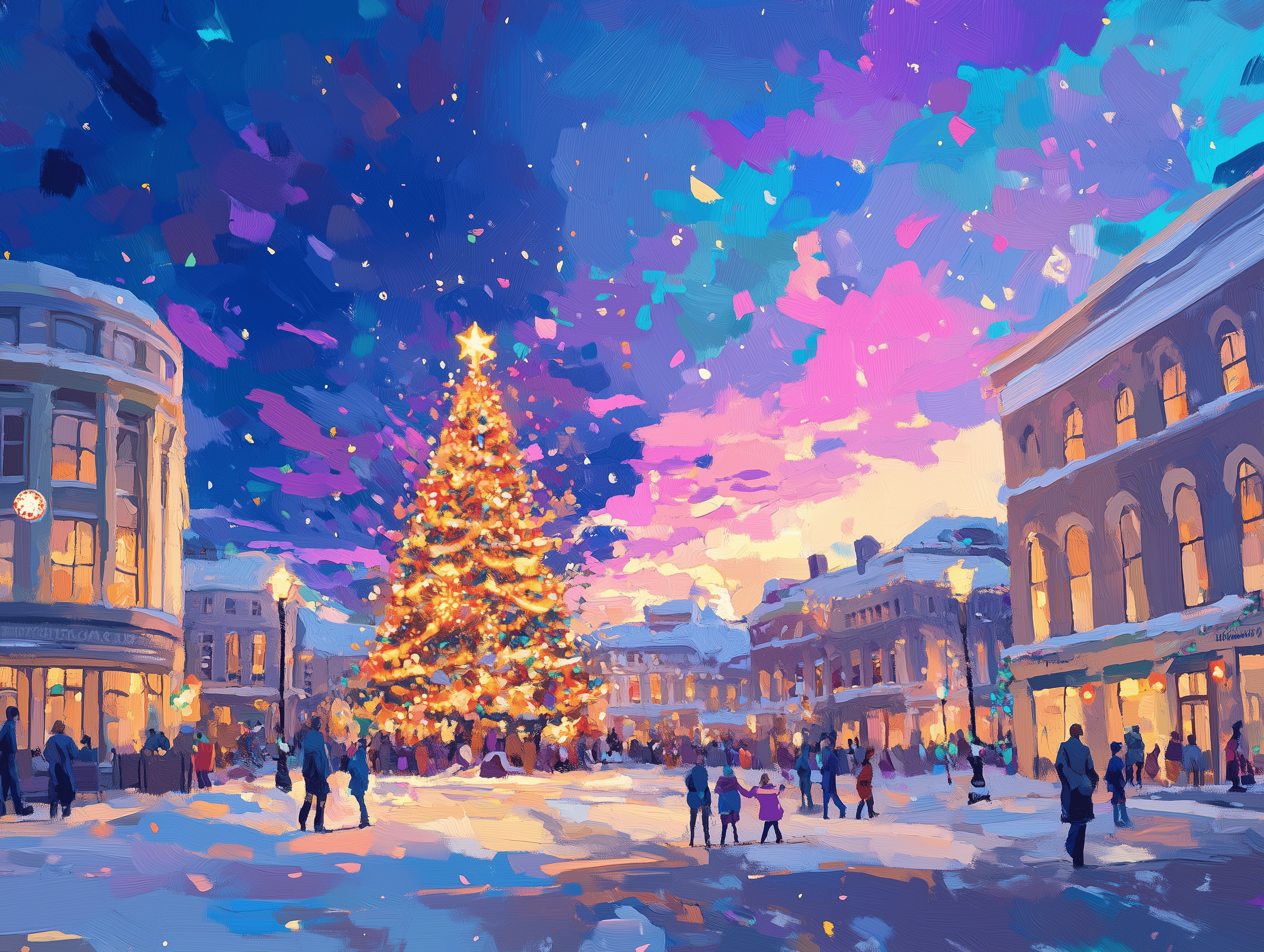 Новогодняя иллюстрация для чайного тубуса