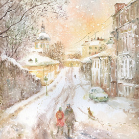 Ивановская горка, Москва. Акварель.