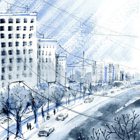 В городе снег