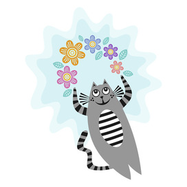 Кот с цветами