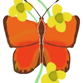 Бабочка с красными крылышками