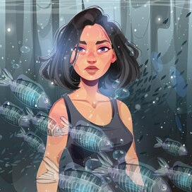 Девушка с рыбами