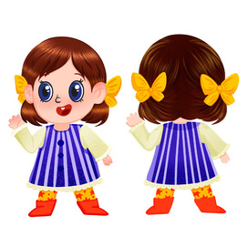 Персонаж девочка.Настольная детская игра. Двусторонняя фишка