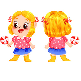 Персонаж девочка.Настольная детская игра. Двусторонняя фишка