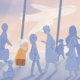 Иллюстрация для детской книги. Тихая книга про бабушку