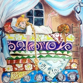 На горошине