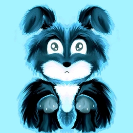 Собачка на голубом фоне 