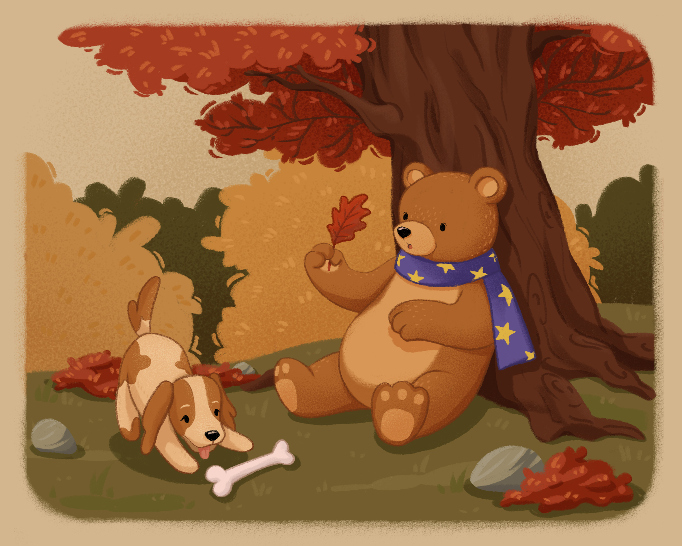 Осень мишки Бруно. Иллюстрация по мотивам книги