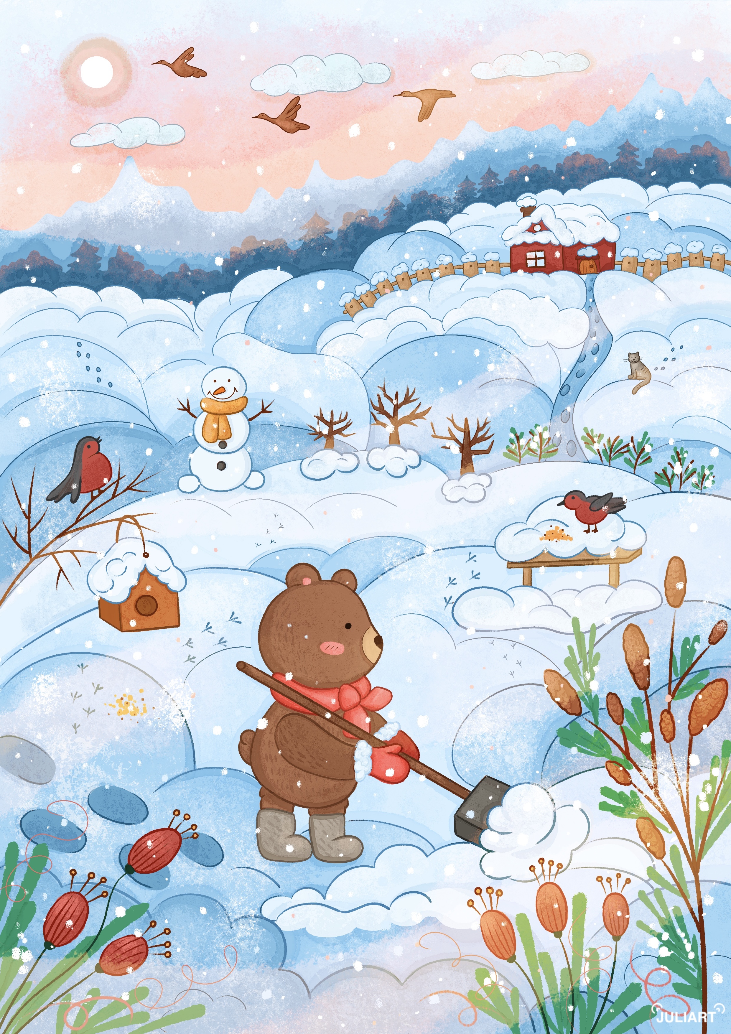 Зимняя забота медвежонка