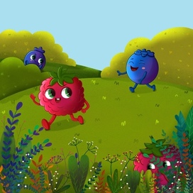 Иллюстрация для упаковки чая. Озорные ягоды. 