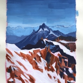 Альпы. зарисовка гуашью