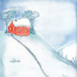 Оборотная сторона обложки акварелью