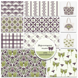 Набор бесшовных иллюстраций из коллекции "Мадагаскарская комета"