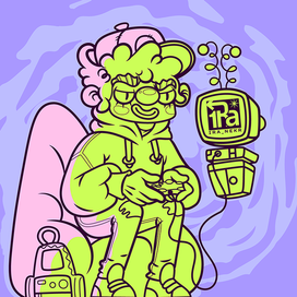 Принт на футболку "Клоун играет в приставку"