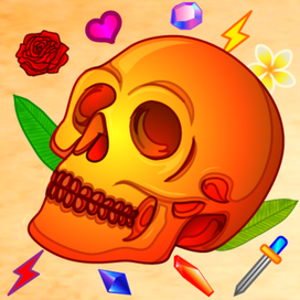 Череп с цветами