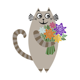 Кот с цветами