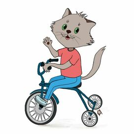 Котенок-велосипедист