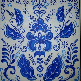 Подставка под горячее в стиле гжель 