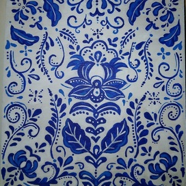 Подставка под горячее в стиле гжель