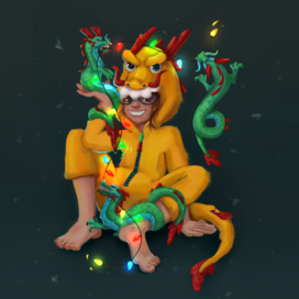 Открытка к Новому году дракона