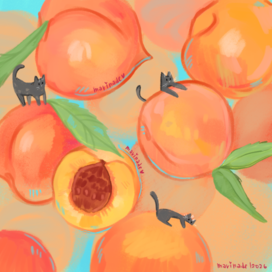 Серия работ: "Коты и фрукты"