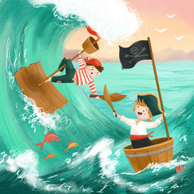 Пиратское приключение — детская книжная иллюстрация