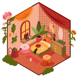 Изометрия/Isometry. Room for a gardener girl.