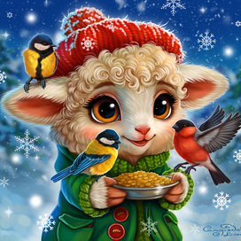 Овечка Маша Зимняя иллюстрация