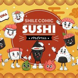 Суши-персонажи для меню и брендинга