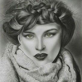 Изумрудный взгляд, уголь, реализм — Мэри Джи