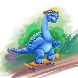 Динозаврик на скейте