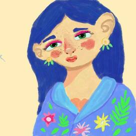 синеволосая девушка