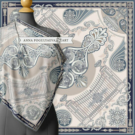 Иллюстрация для шелкового платка. Этюпские ворота.